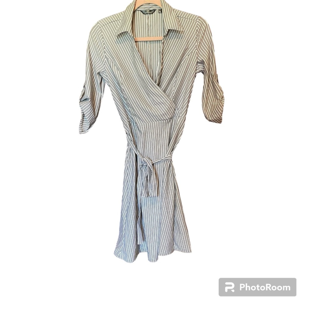 Pinstripe Wrap-Around Dress
